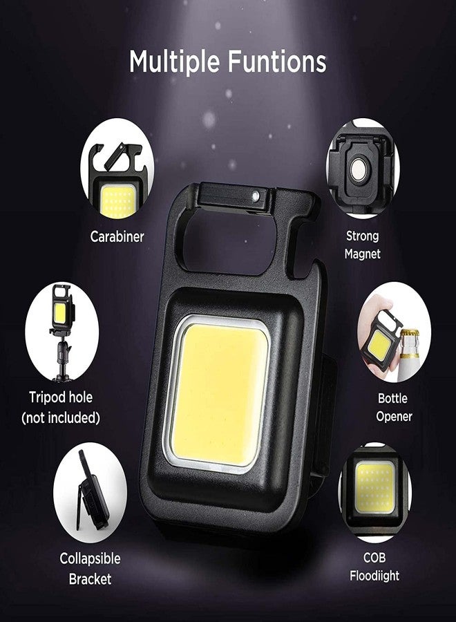 TECH LOGO ELECTRONICS Keychain Led Light with Bottle Opener, Magnetic Base and Folding Bracket Mini COB 2000 Lumens Rechargeable Emergency Light (Square with 4 Modes) - Image 2
